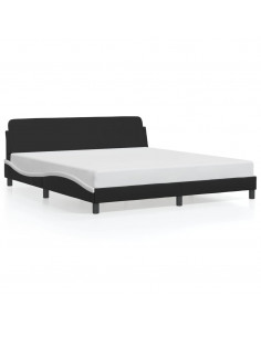 Giroletto con Testiera Nero e Bianco 180x200 cm in Similpelle 2