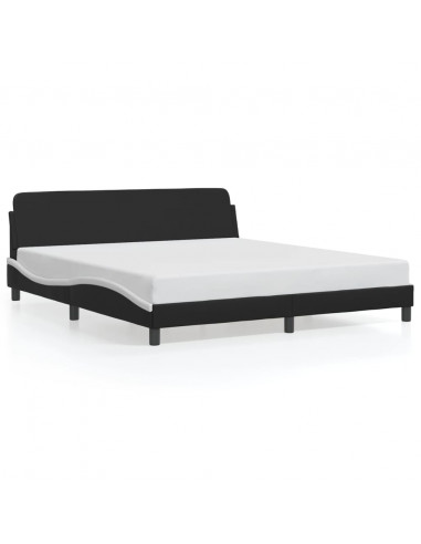 Giroletto con Testiera Nero e Bianco 180x200 cm in Similpelle