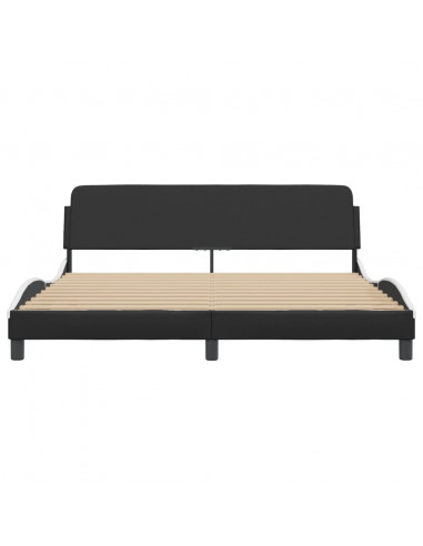 Giroletto con Testiera Nero e Bianco 180x200 cm in Similpelle