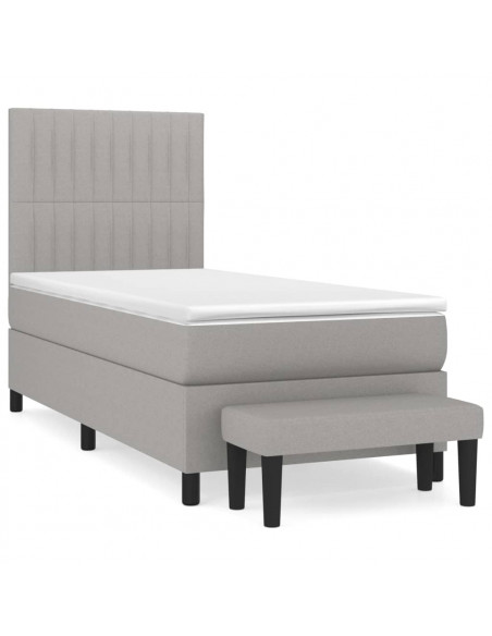Giroletto a Molle con Materasso Grigio Chiaro 90x190 cm Tessuto