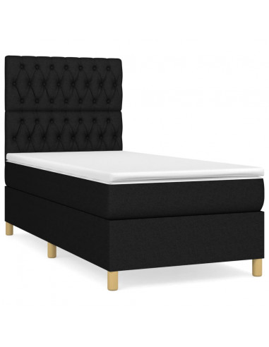 Giroletto a Molle con Materasso Nero 90x200 cm in Tessuto