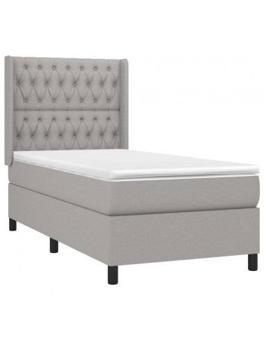 Giroletto a Molle con Materasso Grigio Chiaro 90x190 cm Tessuto