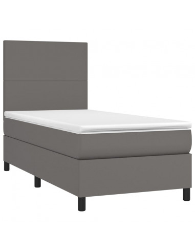 Giroletto Molle con Materasso e LED Grigio 90x200cm Similpelle