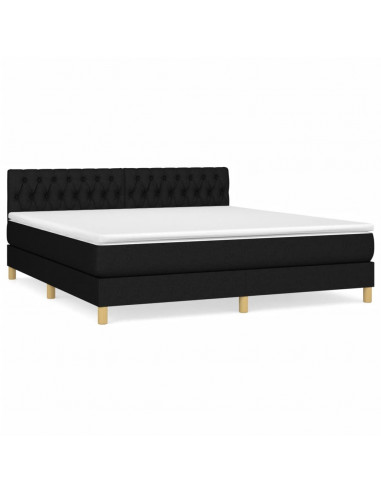 Giroletto a Molle con Materasso Nero 180x200 cm in Tessuto