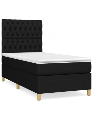 Giroletto a Molle con Materasso Nero 90x190 cm in Tessuto