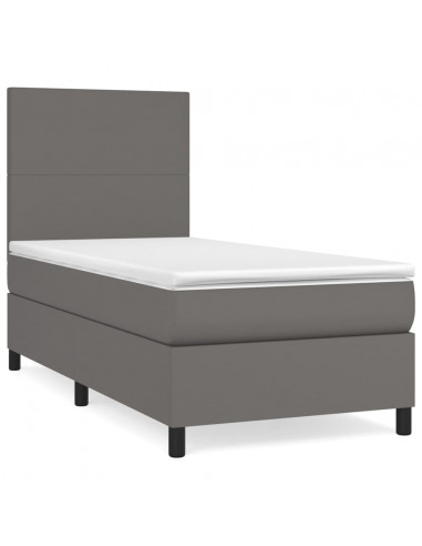 Giroletto a Molle con Materasso Grigio 90x190 cm in Similpelle