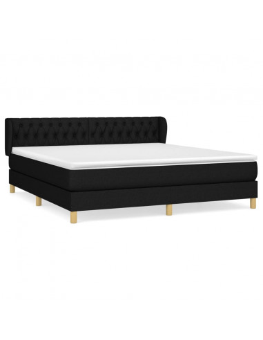 Giroletto a Molle con Materasso Nero 180x200 cm in Tessuto