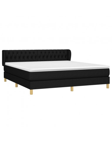 Giroletto a Molle con Materasso Nero 180x200 cm in Tessuto