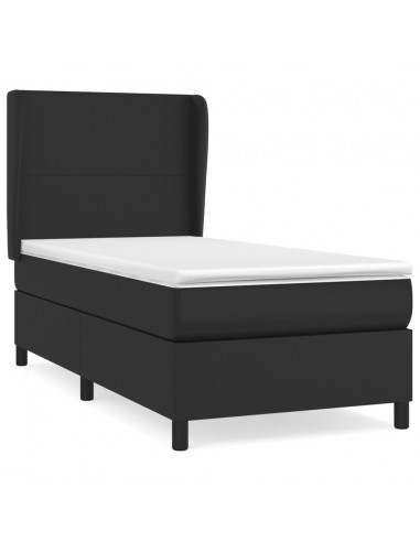 Giroletto a Molle con Materasso Nero 80x200 cm in Similpelle