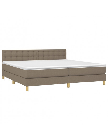 Letto a Molle Materasso e LED tortora 200x200cm in Tessuto