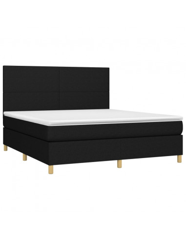 Letto a Molle con Materasso e LED Nero 180x200cm in Tessuto
