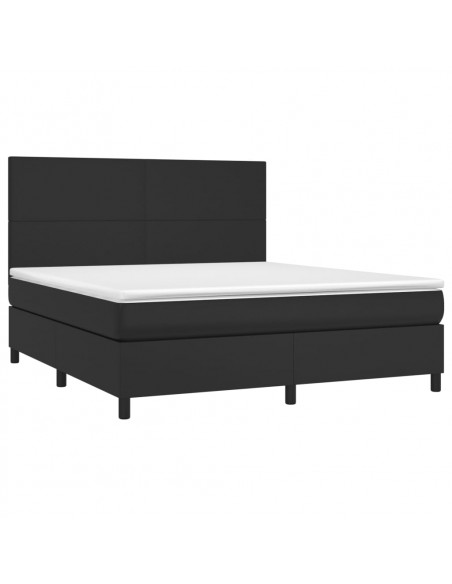 Giroletto a Molle con Materasso e LED Nero 180x200cm Similpelle