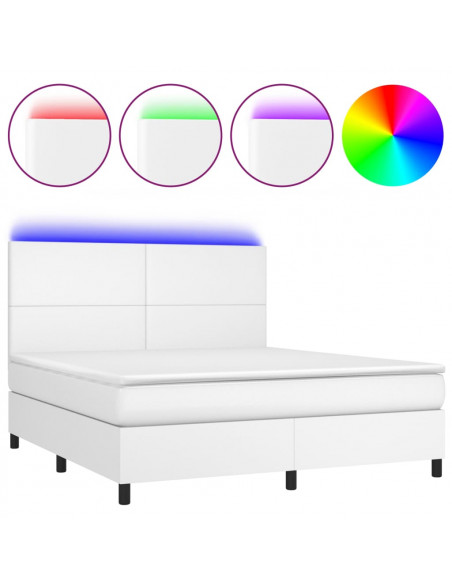 Giroletto Molle con Materasso e LED Bianco 180x200cm Similpelle