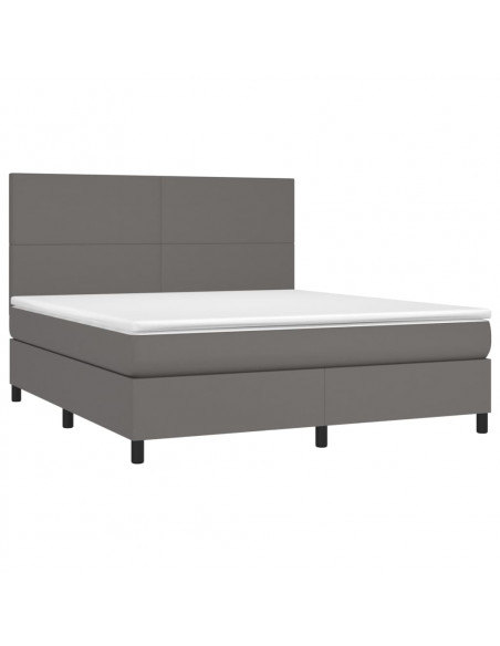 Giroletto Molle con Materasso e LED Grigio 180x200cm Similpelle