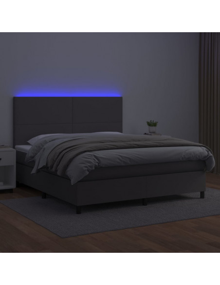 Giroletto Molle con Materasso e LED Grigio 180x200cm Similpelle