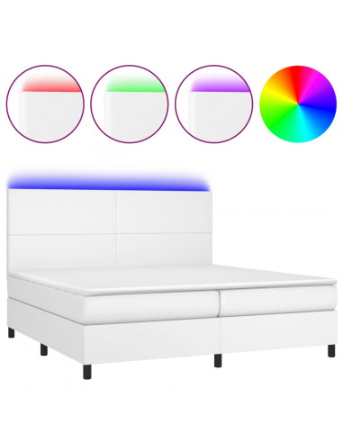 Giroletto Molle con Materasso e LED Bianco 200x200cm Similpelle