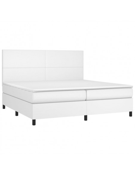 Giroletto Molle con Materasso e LED Bianco 200x200cm Similpelle