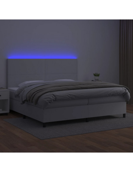 Giroletto Molle con Materasso e LED Bianco 200x200cm Similpelle