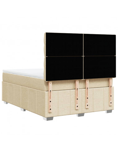 Giroletto a Molle con Materasso Crema 140x200 cm in Tessuto