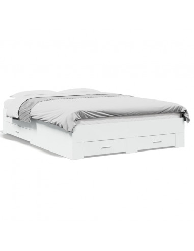 Giroletto con Cassetti Bianco 135x190 cm in Legno Multistrato