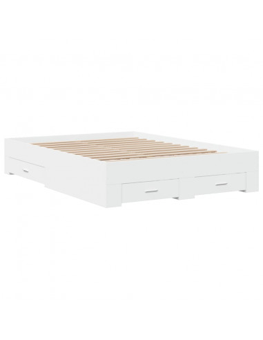 Giroletto con Cassetti Bianco 135x190 cm in Legno Multistrato