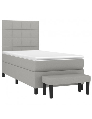 Giroletto a Molle con Materasso Grigio Chiaro100x200 cm Tessuto