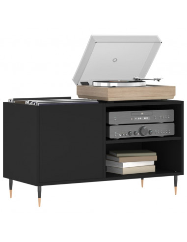 Mobile Porta Dischi Nero 85x38x48 cm in Legno Multistrato