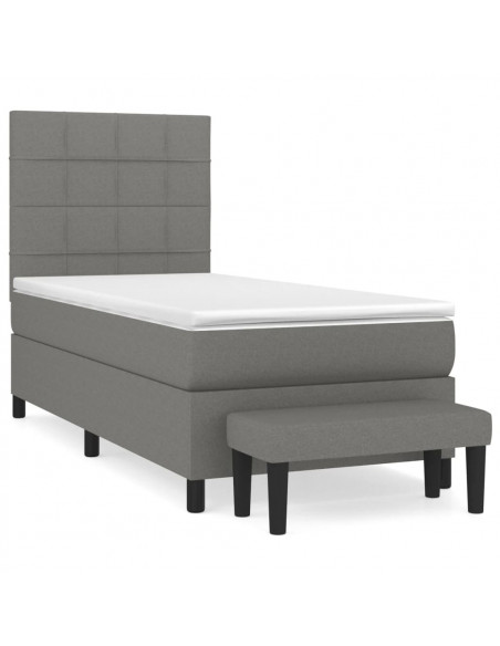 Giroletto a Molle con Materasso Grigio Scuro 100x200 cm Tessuto