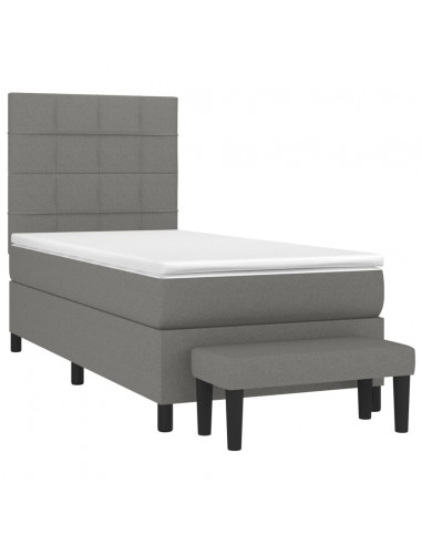 Giroletto a Molle con Materasso Grigio Scuro 100x200 cm Tessuto