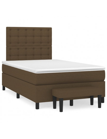 Giroletto a Molle con Materasso Marrone Scuro 120x200cm Tessuto