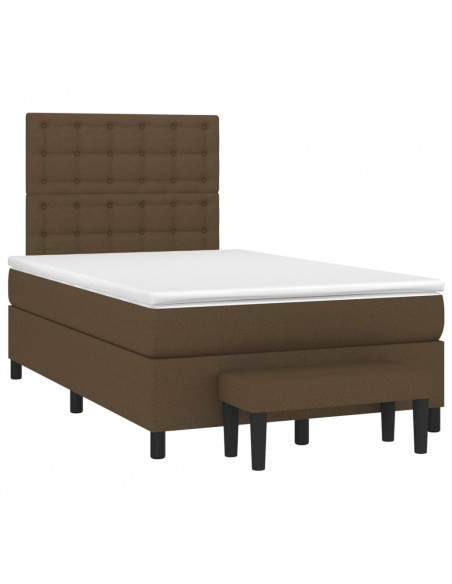 Giroletto a Molle con Materasso Marrone Scuro 120x200cm Tessuto