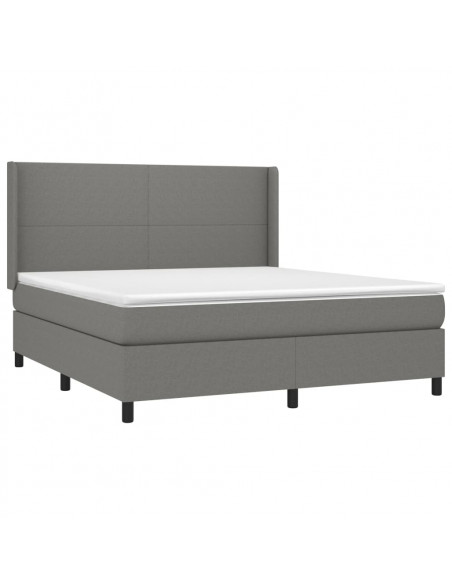 Letto a Molle Materasso e LED Grigio Scuro 180x200cm in Tessuto