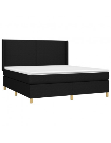 Letto a Molle con Materasso e LED Nero 180x200cm in Tessuto