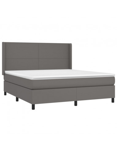 Giroletto Molle con Materasso e LED Grigio 180x200cm Similpelle