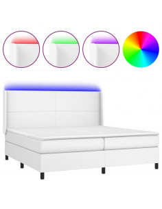 Giroletto Molle con Materasso e LED Bianco 200x200cm Similpelle 2