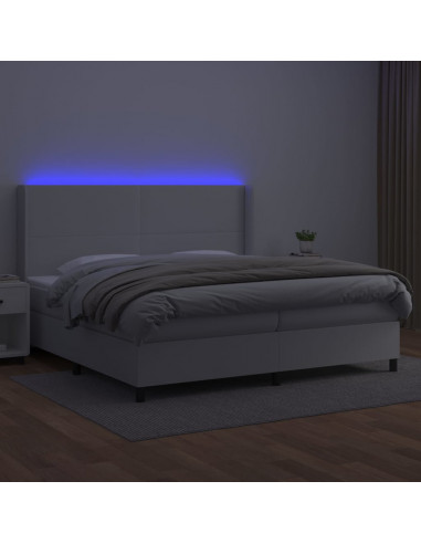 Giroletto Molle con Materasso e LED Bianco 200x200cm Similpelle