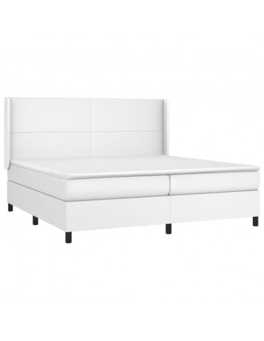 Giroletto Molle con Materasso e LED Bianco 200x200cm Similpelle