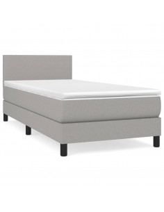 Giroletto a Molle con Materasso Grigio Chiaro 90x200 cm Tessuto 2