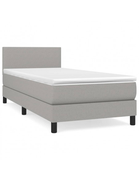 Giroletto a Molle con Materasso Grigio Chiaro 90x200 cm Tessuto