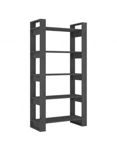 Libreria/Divisorio Grigio 80x35x160 cm Legno Massello