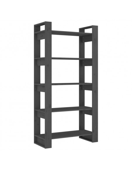 Libreria/Divisorio Grigio 80x35x160 cm Legno Massello