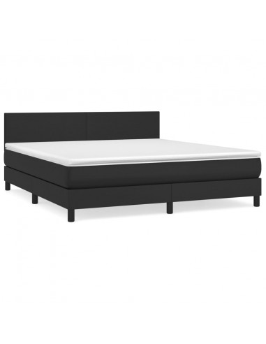 Giroletto a Molle con Materasso Nero 180x200 cm in Similpelle