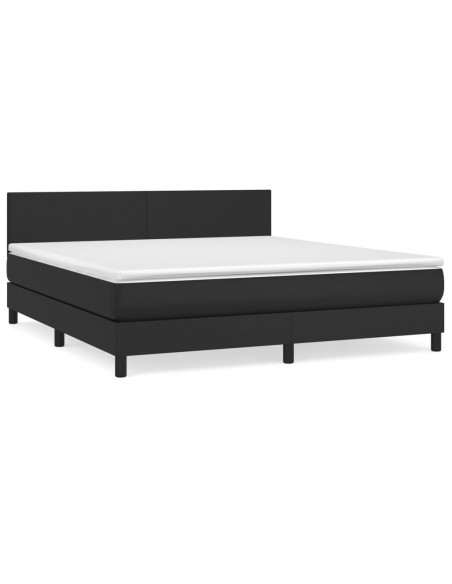 Giroletto a Molle con Materasso Nero 180x200 cm in Similpelle