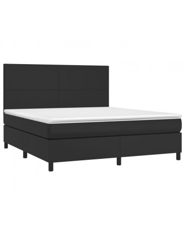 Giroletto a Molle con Materasso Nero 160x200 cm in Similpelle