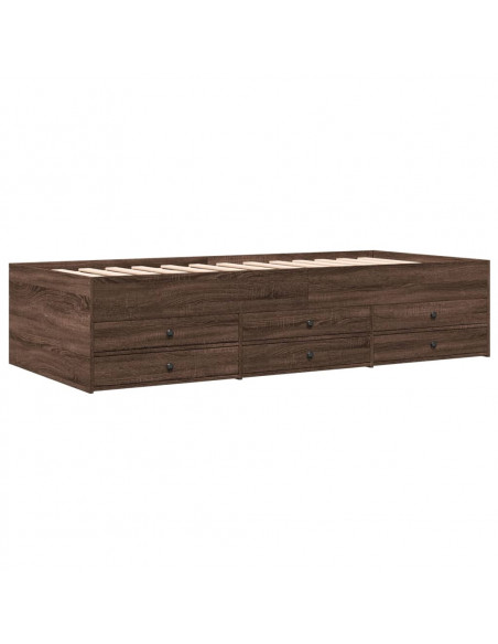 Divano Letto con Cassetti Rovere Marrone 100x200 cm Multistrato