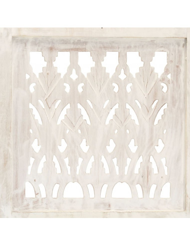 Divisorio 3 Pannelli Intagliato Bianco 120x165cm Mango Massello