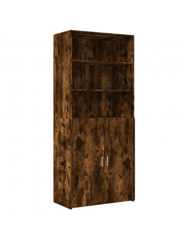 Credenza Rovere Fumo 80x42,5x185 cm in Legno Multistrato