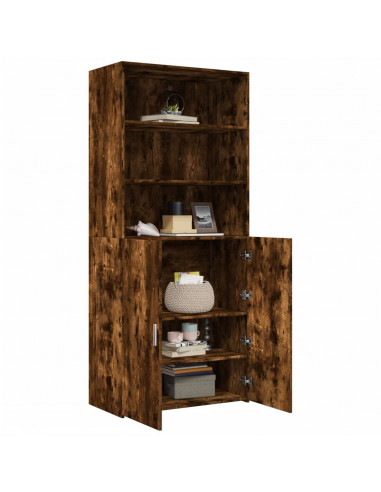 Credenza Rovere Fumo 80x42,5x185 cm in Legno Multistrato