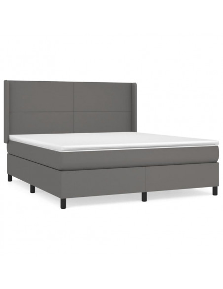 Giroletto a Molle con Materasso Grgio 180x200 cm in Similpelle