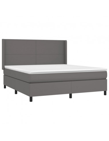 Giroletto a Molle con Materasso Grgio 180x200 cm in Similpelle